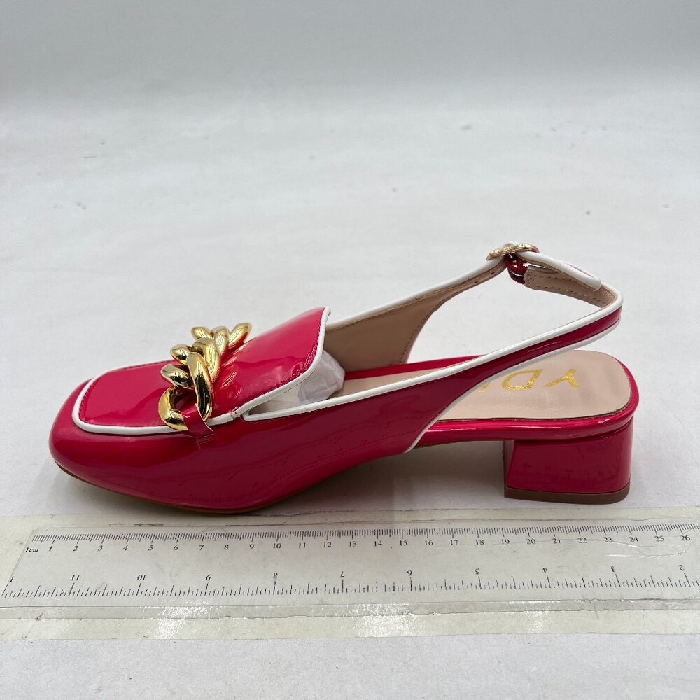 Ydn Chain Deep Pink Square Toe Block Low Heels Sl… - image 2